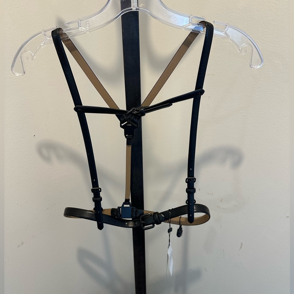BCBG Women’s Black Leather Suspenders